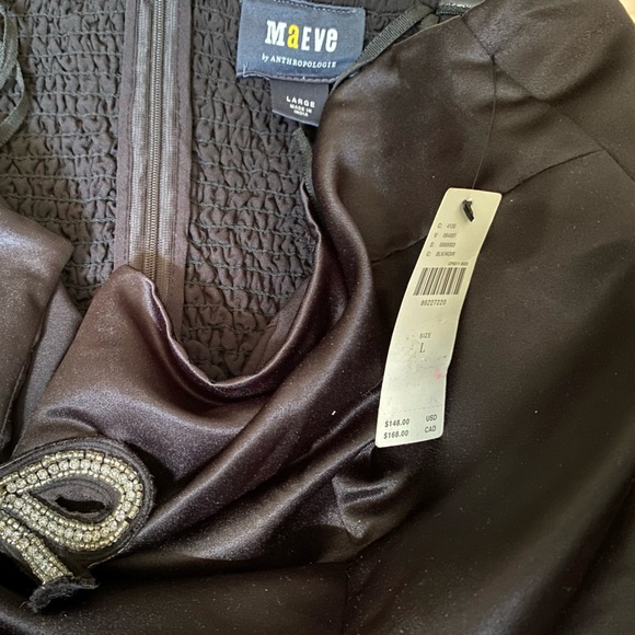 By Anthropologie Maeve Strapless Bow Bubble-Hem Mini Dress size L new nwT - Picture 5 of 5